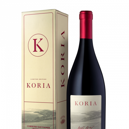 Butelja poklon paket crno vino Koria cuvee- vinarija Kutjevo